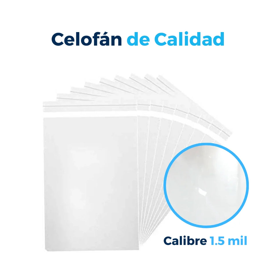 25 x 35 cm - Bolsas de Celofán con Adhesivo | Paquete de 1000 | Transparente
