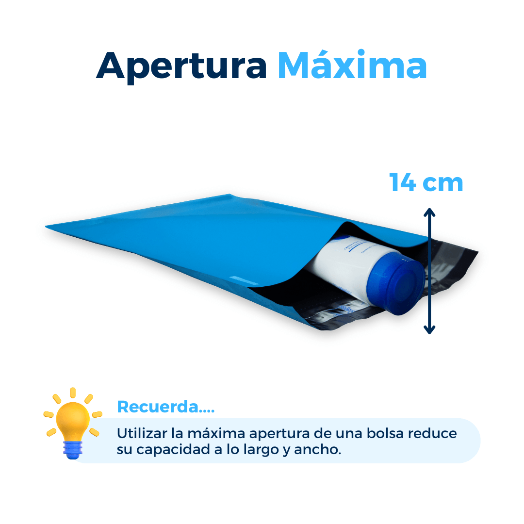 Bolsas para envíos azules de 19 x 26 cm apertura mÁxima: 14 cm. Para Paquetes.