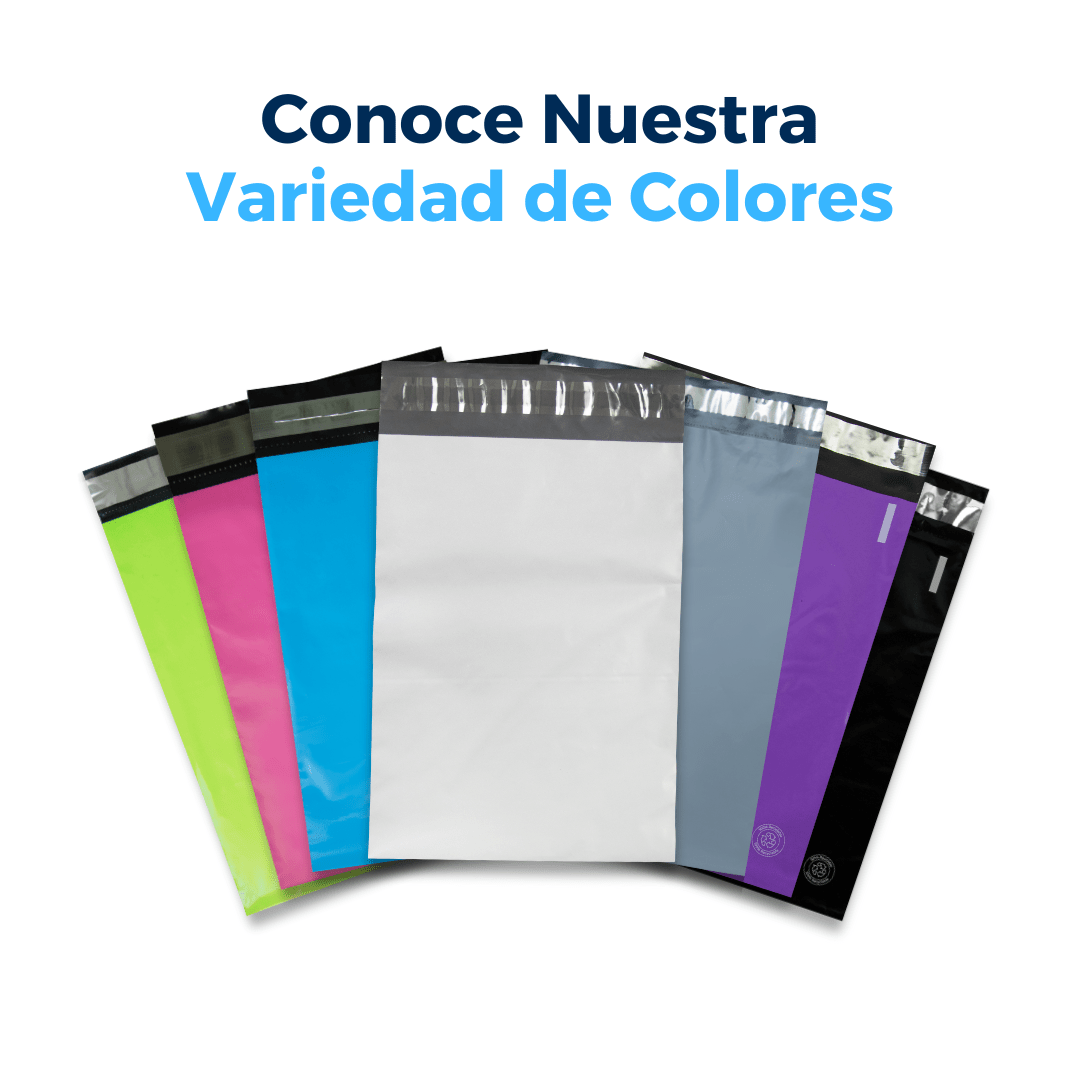 Conoce nuestra variedad de colores de bolsas para envíos. Para Paquetes.