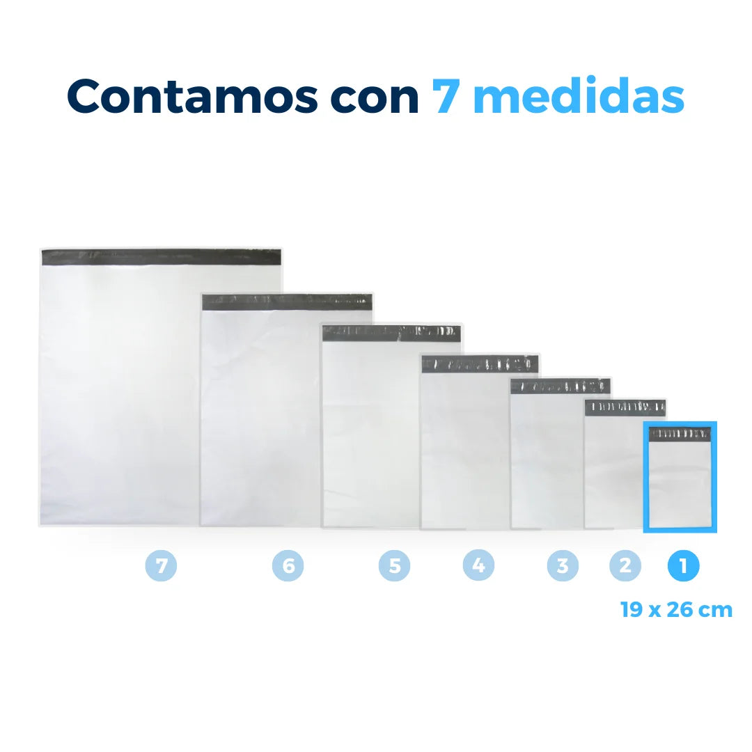 Contamos con 7 medidas de Bolsas para Envíos Premium. Para Paquetes.
