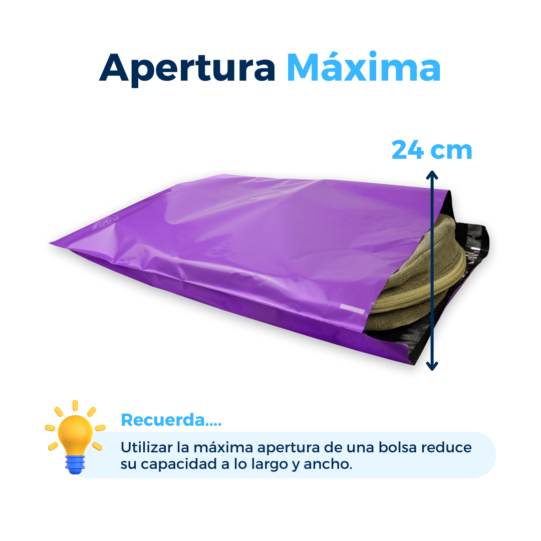 Bolsas para envíos moradas, 30 x 40 cm. Para Paquetes.
