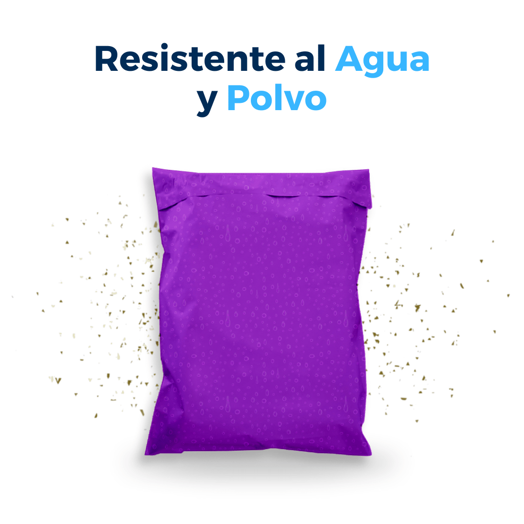 Bolsas para envíos moradas resistentes al agua y polvo. Para Paquetes.