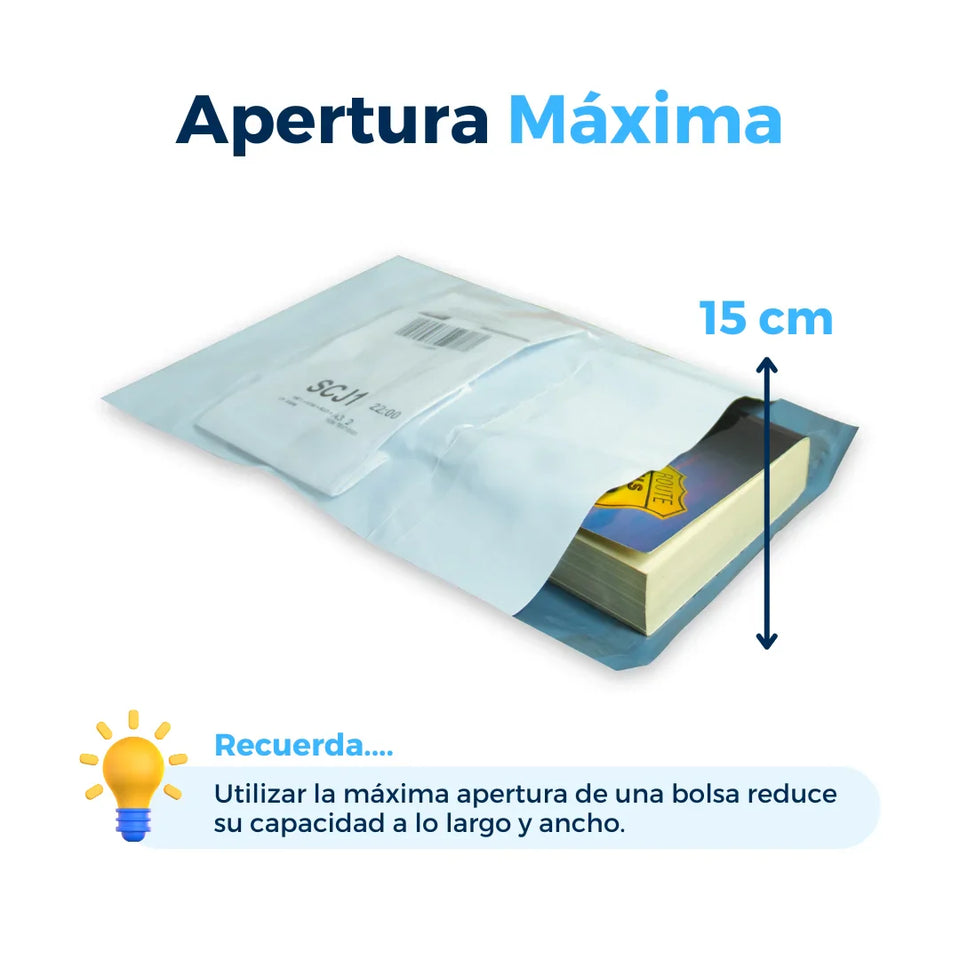 22 x 30 cm - Bolsas para Envíos con Portaguía | Paquete de 100 | Blanca | Portaguía (premium)
