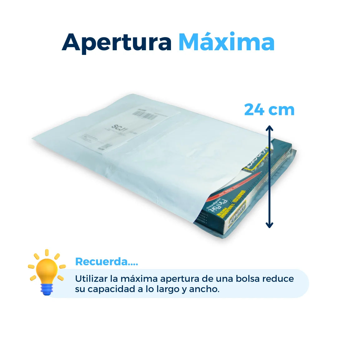 30 x 40 cm - Bolsas para Envíos con Portaguía | Paquete de 100 | Blanca | Portaguía (premium)