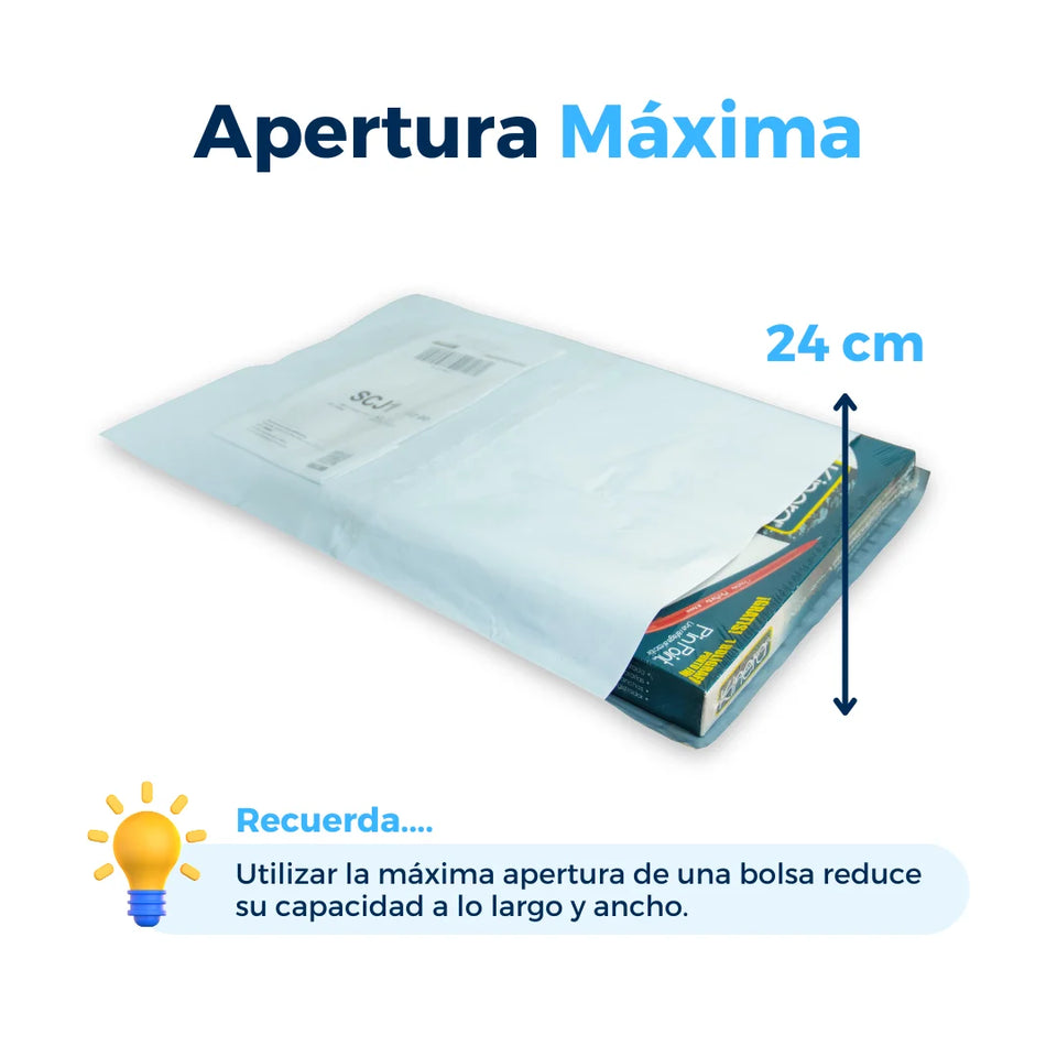30 x 40 cm - Bolsas para Envíos con Portaguía | Paquete de 100 | Blanca | Portaguía (premium)