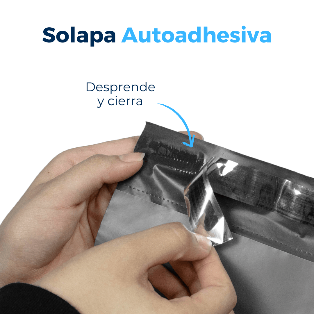 Bolsas para envíos 100% recicladas con solapa autoadhesiva. Desprende y cierra. Para Paquetes.