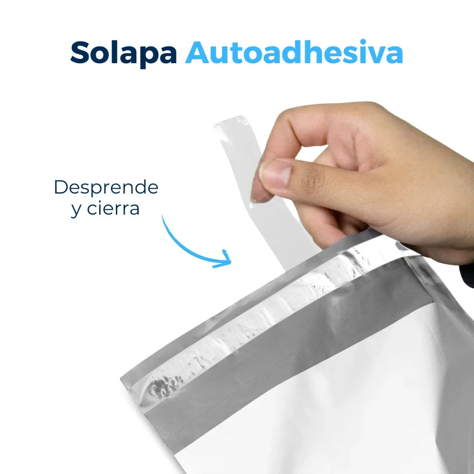 30 x 40 cm - Bolsas para Envíos Premium Recicladas con Portaguía | Paquete de 100 | Blanca