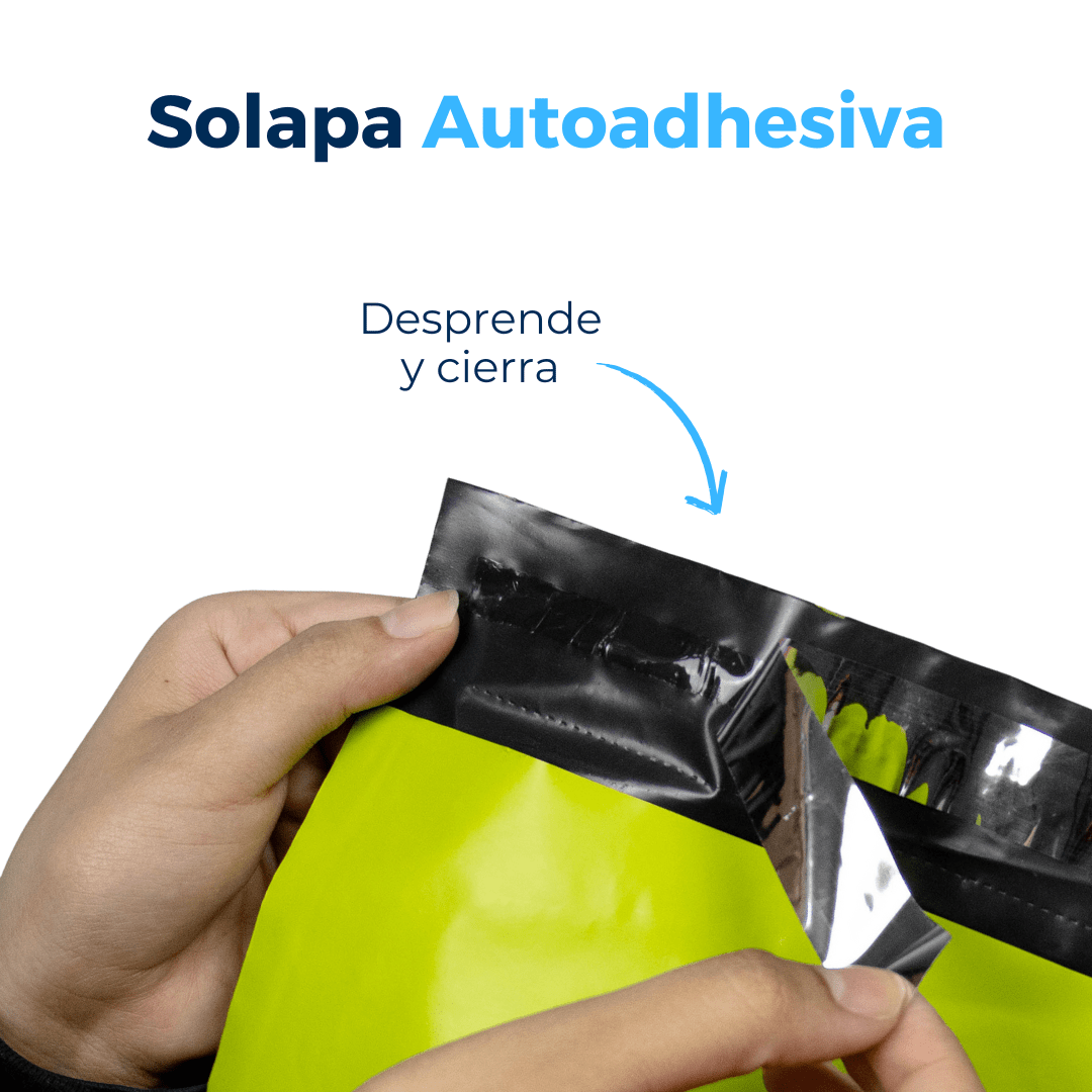 Bolsas para envíos color verde con solapa autoadhesiva. Desprende y cierra. Para Paquetes.