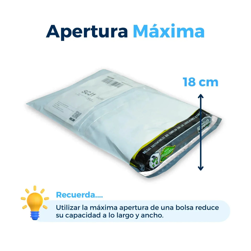 25 x 33 cm - Bolsas para Envíos Premium Recicladas con Portaguía | Paquete de 100 | Blanca