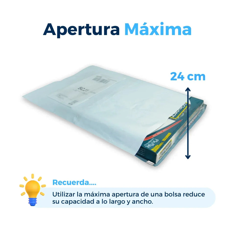 30 x 40 cm - Bolsas para Envíos Premium Recicladas con Portaguía | Paquete de 100 | Blanca