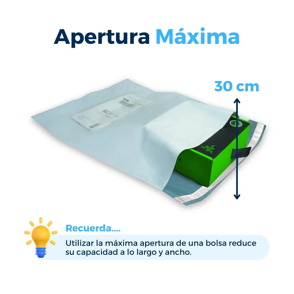 37 x 48 cm - Bolsas para Envíos Premium Recicladas con Portaguía | Paquete de 100 | Blanca