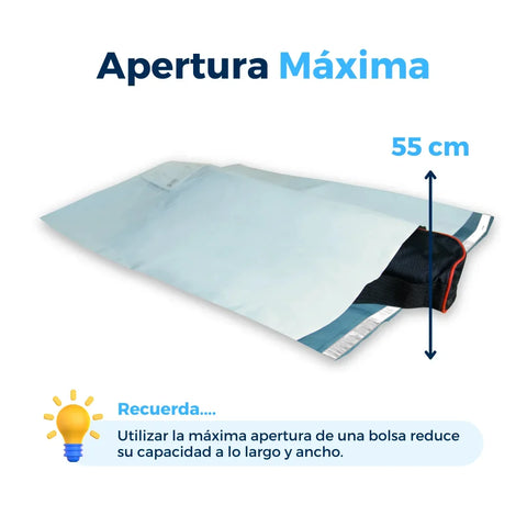 67 x 72 cm - Bolsas para Envíos Premium Recicladas con Portaguía | Paquete de 100 | Blanca