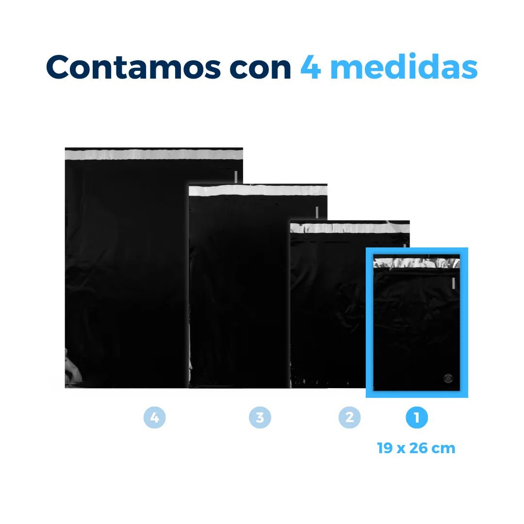 Bolsas para Envíos Negras 19 x 26 cm Paquete de 100 Bolsas