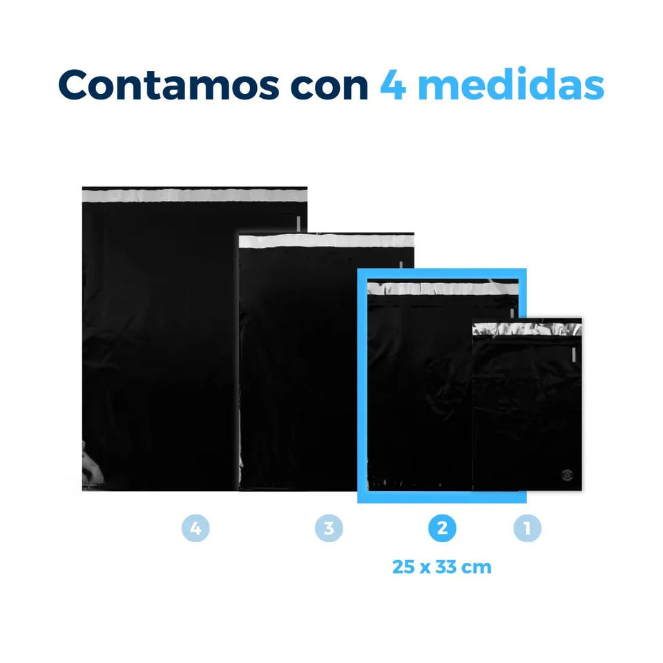 25 x 33 cm - Bolsas para Envíos Negras | Paquete de 100 | Premium