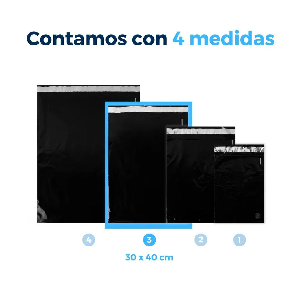 30 x 40 cm - Bolsas para Envíos Negras | Paquete de 100 | Premium