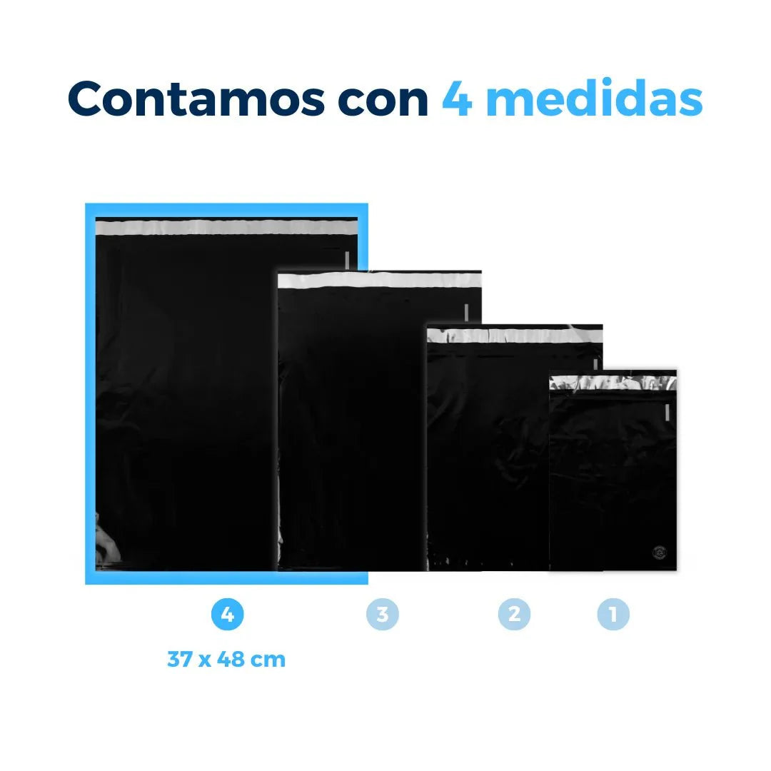 Medidas de Bolsas para Envíos color Negro. Para Paquetes.