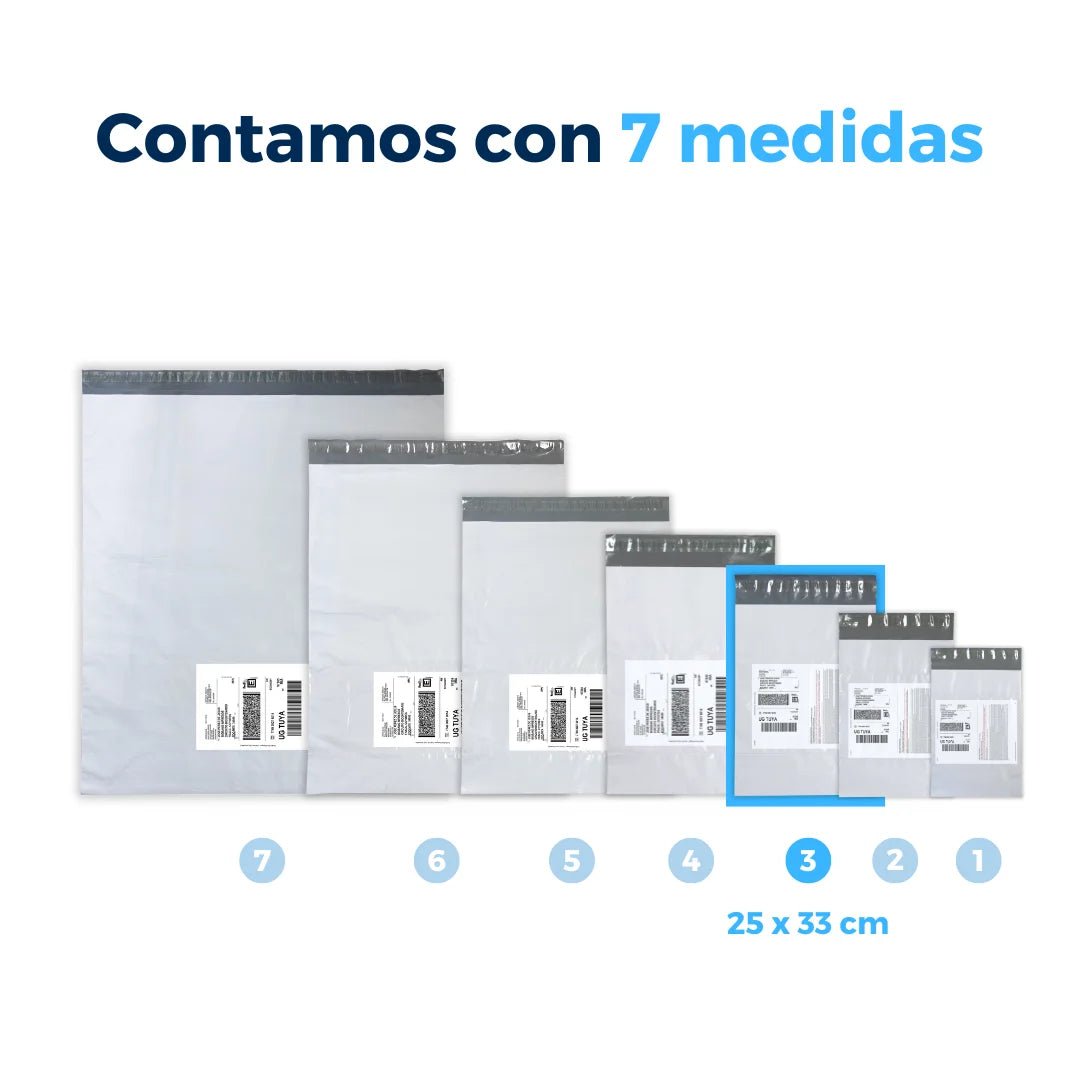 Medidas de Bolsas para Envíos con Portaguías. Para Paquetes.