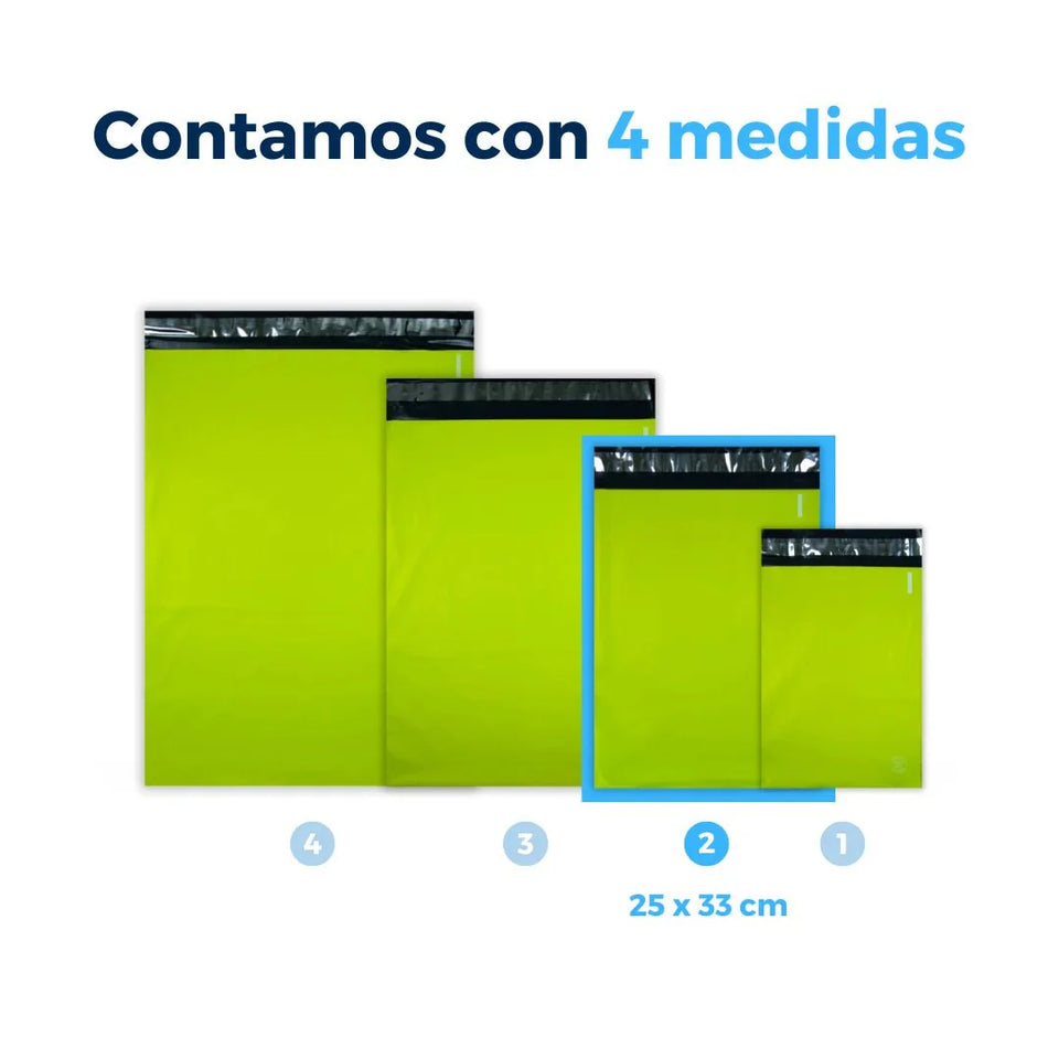25 x 33 cm - Bolsas para Envíos Verdes | Paquete de 100 | Premium