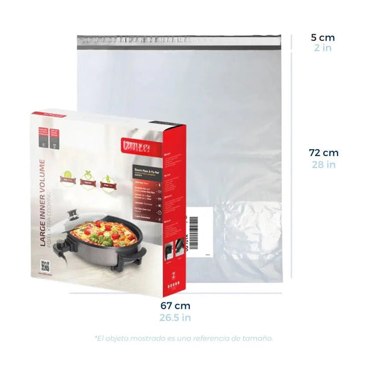 67 x 72 cm - Bolsas para Envíos Premium Recicladas con Portaguía | Paquete de 100 | Blanca