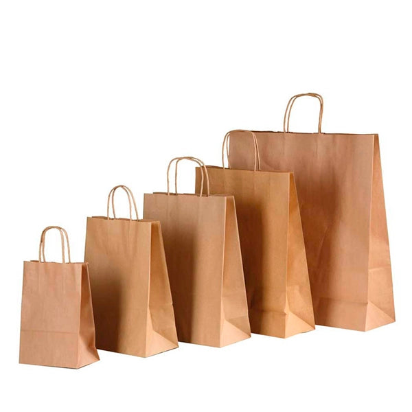 Bolsas de Papel con Asa para Compras | Papel Virgen con Acabado Mate | Kraft