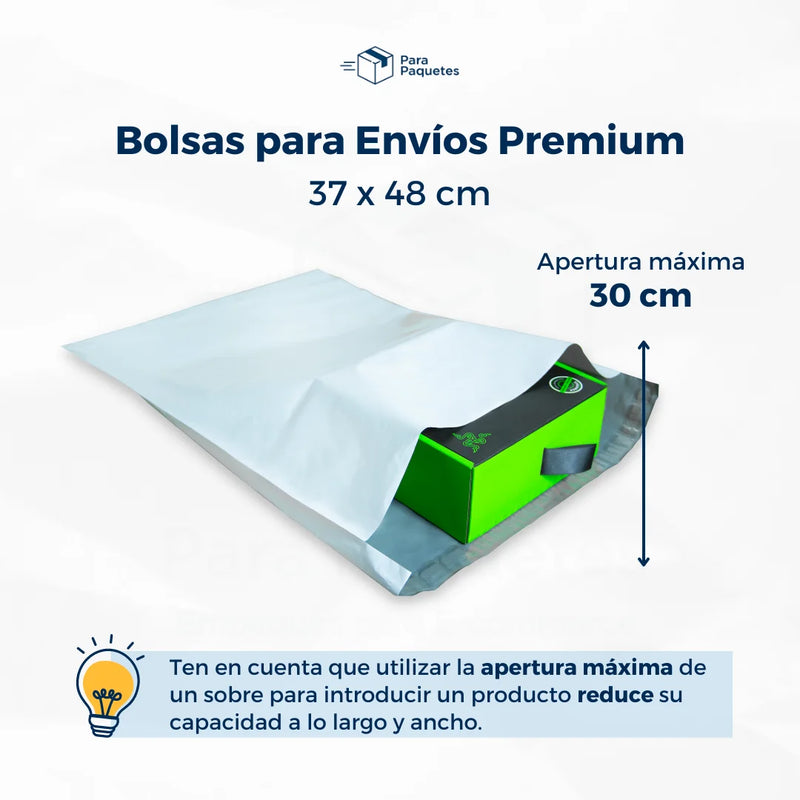 Bolsas para Envios Premium Apertura Máxima de una bolsa para envíos de  37x48cm ParaPaquetes