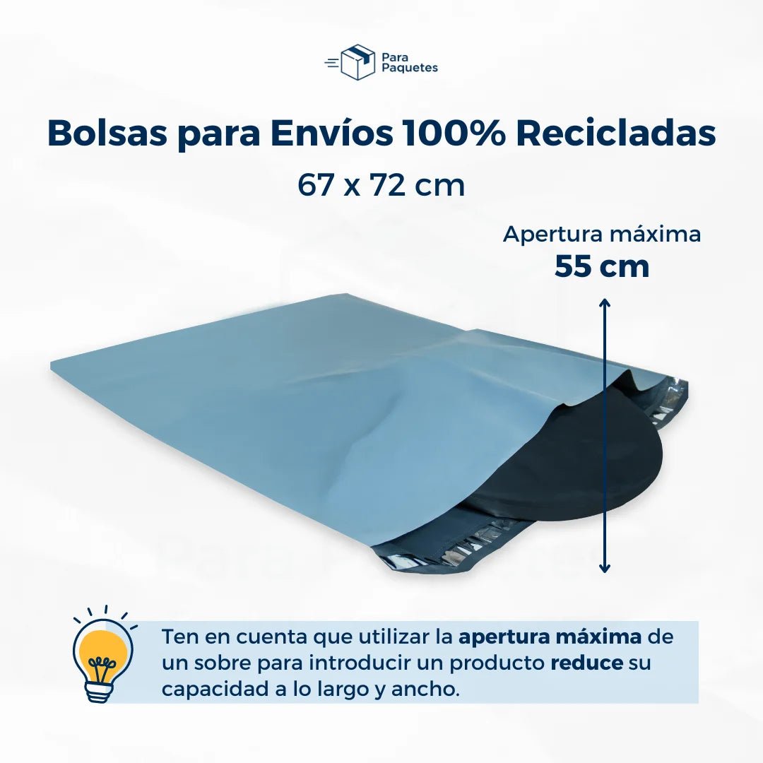 Bolsas para Envios Recicladas Apertura Máxima  de una bolsa de 67x72cm ParaPaquetes