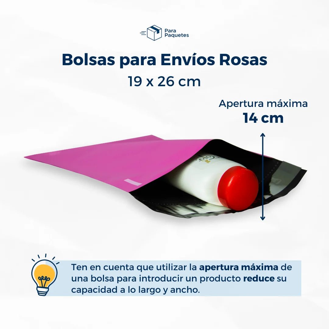 Muestras Bolsas para Envíos Rosas