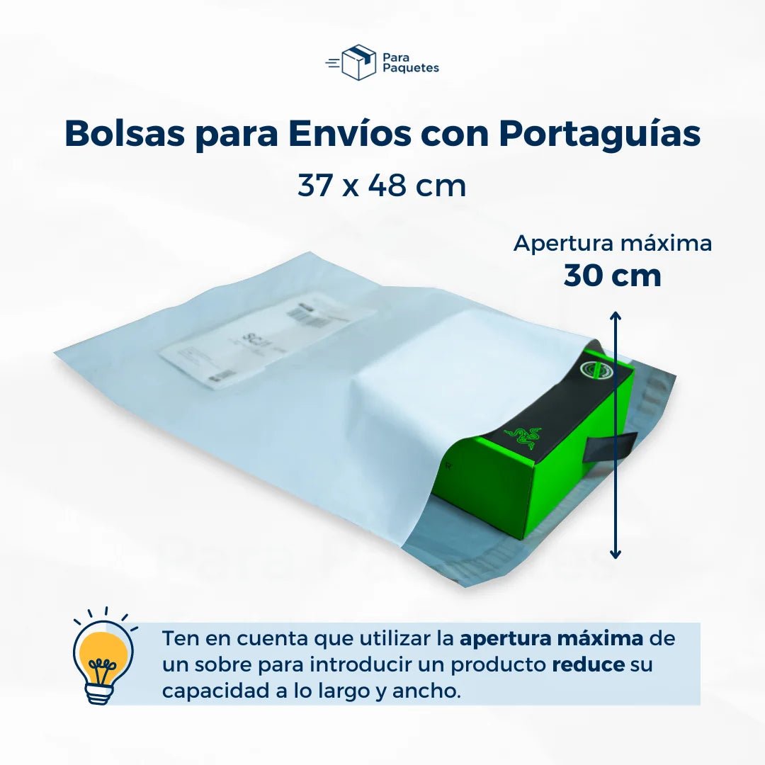 Bolsas para Envios con Portaguias Apertura Maxima en una bolsa con portaguias de37x48cm ParaPaquetes