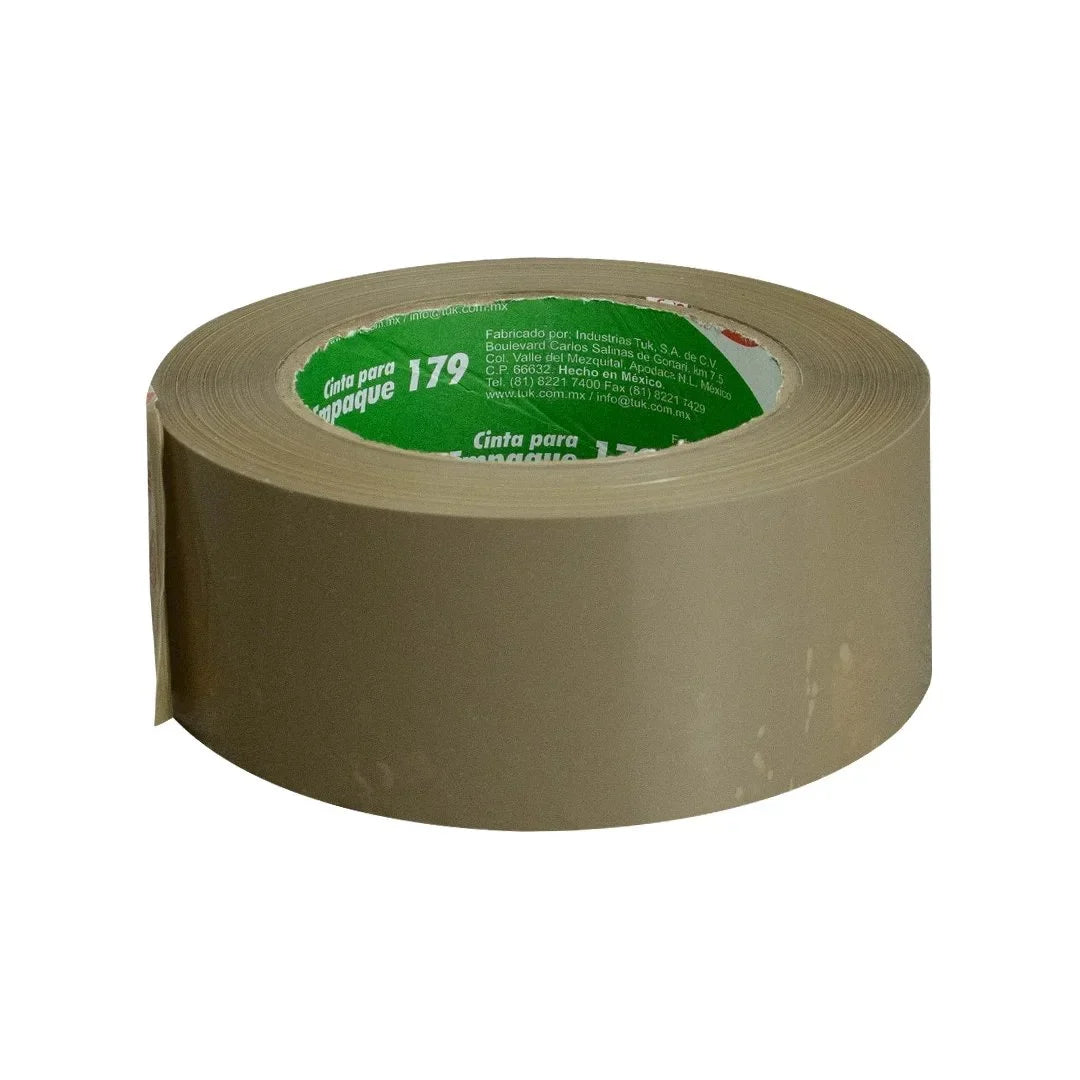 Cinta adhesiva HotMelt, uso 579, color canela, 150 m x 48 mm. Marca: Navitek. Para Paquetes.