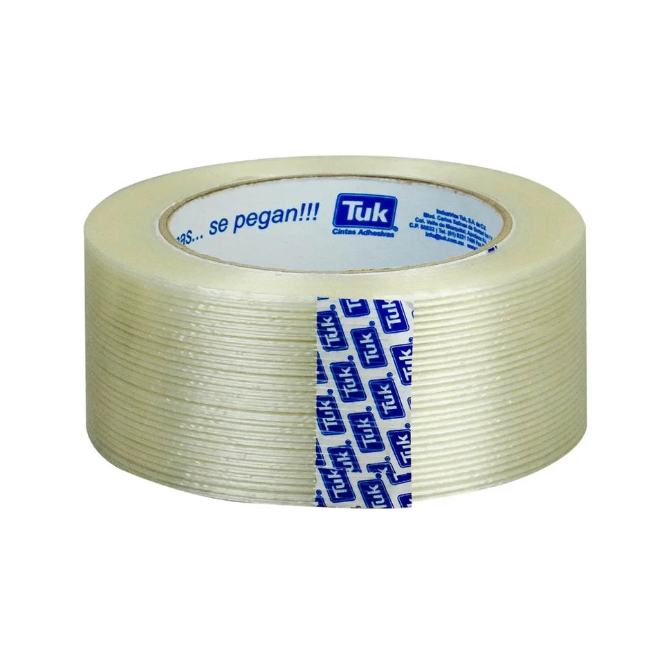 48 mm x 50 m - Cinta Flejadora Filamentada Reforzada Transparente (Tuk 196T)