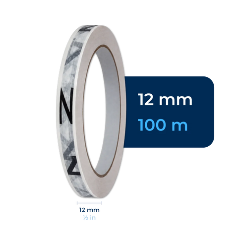 12 mm x 100 m - Cinta Adhesiva Personalizable Blanca Económica (Tipo 187)