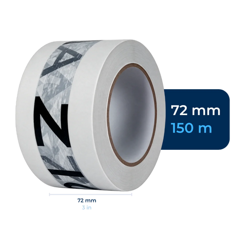 72 mm x 150 m - Cinta Adhesiva Personalizable Blanca Económica (Tipo 187)