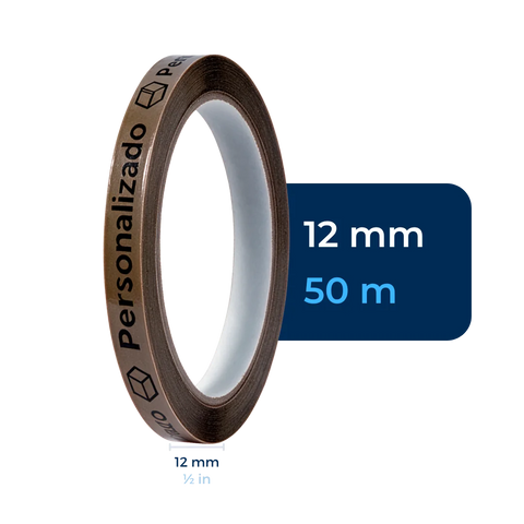 12 mm x 50 m - Cinta Adhesiva Personalizable Canela Estándar (Tipo 188)