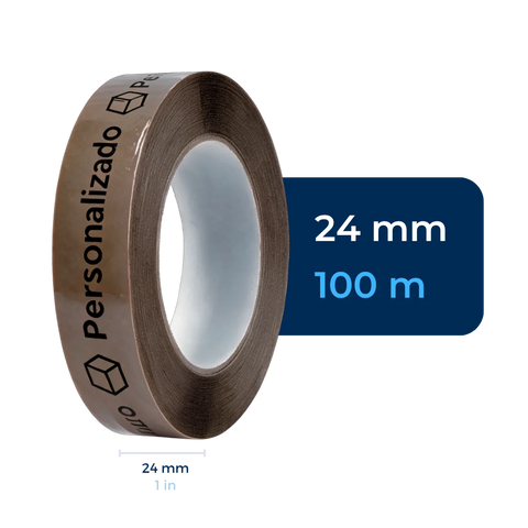 24 mm x 100 m - Cinta Adhesiva Personalizable Canela Estándar (Tipo 188)