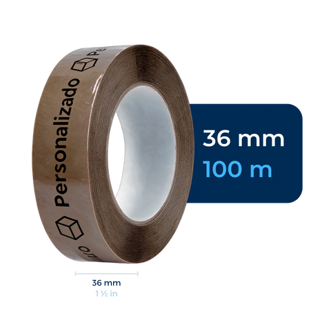 36 mm x 100 m - Cinta Adhesiva Personalizable Canela Estándar (Tipo 188)