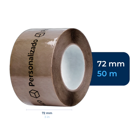 72 mm x 50 m - Cinta Adhesiva Personalizable Canela Estándar (Tipo 188)
