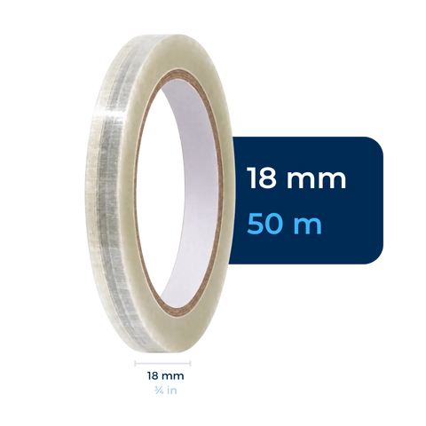 18 mm x 50 m - Cinta Adhesiva Personalizable Transparente Económica (Tipo 187)