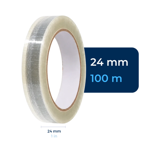 24 mm x 100 m - Cinta Adhesiva Personalizable Transparente Económica (Tipo 187)
