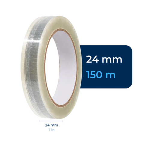 24 mm x 150 m - Cinta Adhesiva Personalizable Transparente Económica (Tipo 187)