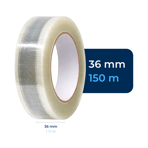36 mm x 150 m - Cinta Adhesiva Personalizable Transparente Económica (Tipo 187)