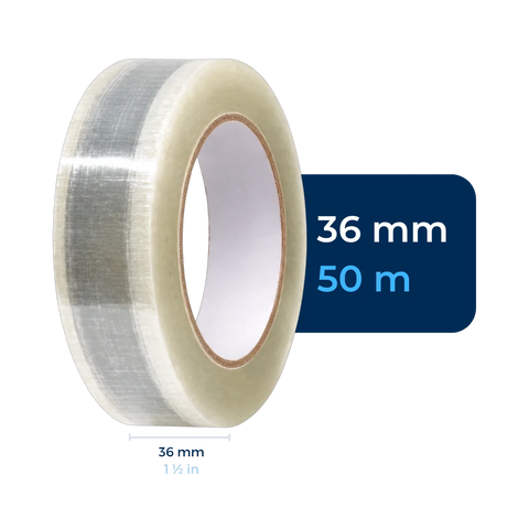 36 mm x 50 m - Cinta Adhesiva Personalizable Transparente Económica (Tipo 187)