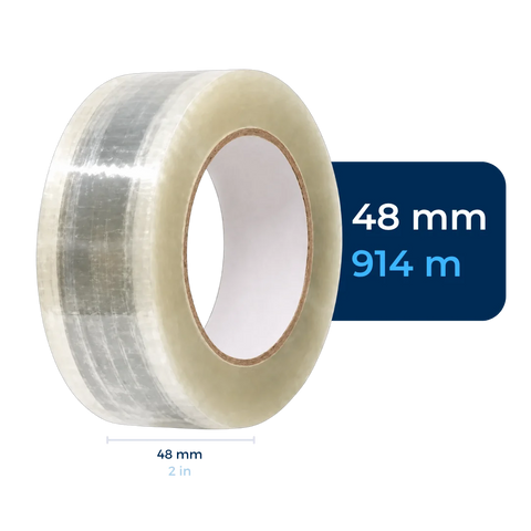 48 mm x 914 m - Cinta Adhesiva Personalizable Transparente Económica (Tipo 187)