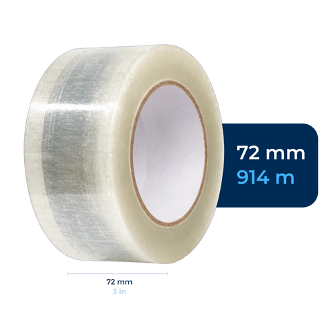 72 mm x 914 m - Cinta Adhesiva Personalizable Transparente Económica (Tipo 187)