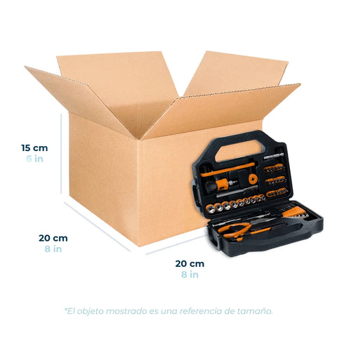 20 x 20 x 15 cm - Cajas de Cartón para Envíos | Paquete de 25 | Papel Kraft | 32 ECT | Caja Regular (CRR)