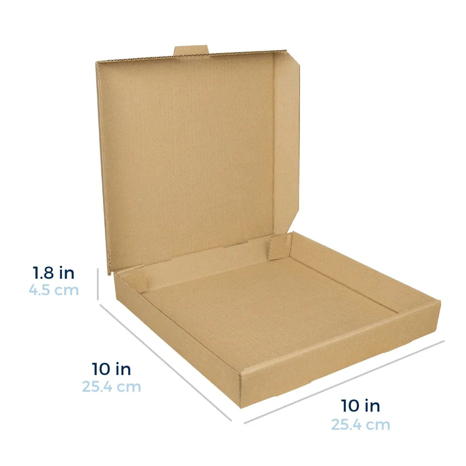 10 x 10" - Cajas para Pizza | Paquete de 25 | Papel Kraft | Ideal para Pizzas Pequeñas de Hasta 10″ (≈25,4 Cm) | 23 ECT