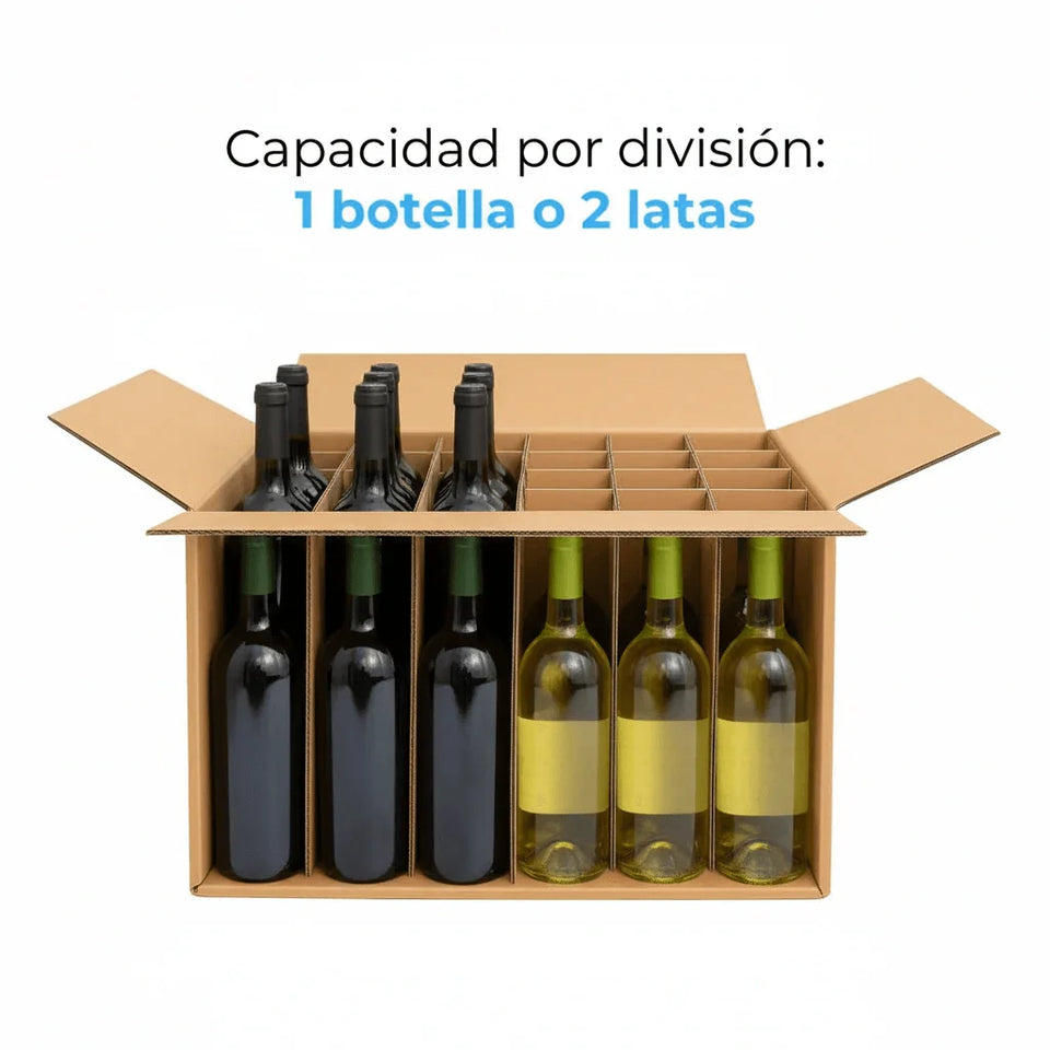 Cajas para 24 Botellas de 355 ml con Separadores (Combo) | Papel Kraft | Café