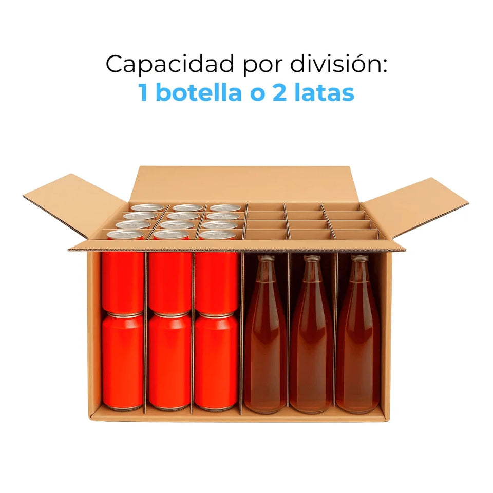 Cajas para 24 Botellas de 355 ml con Separadores (Combo) | Papel Kraft | Café