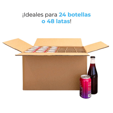 Cajas para 24 Botellas de 355 ml con Separadores (Combo) | Papel Kraft | Café