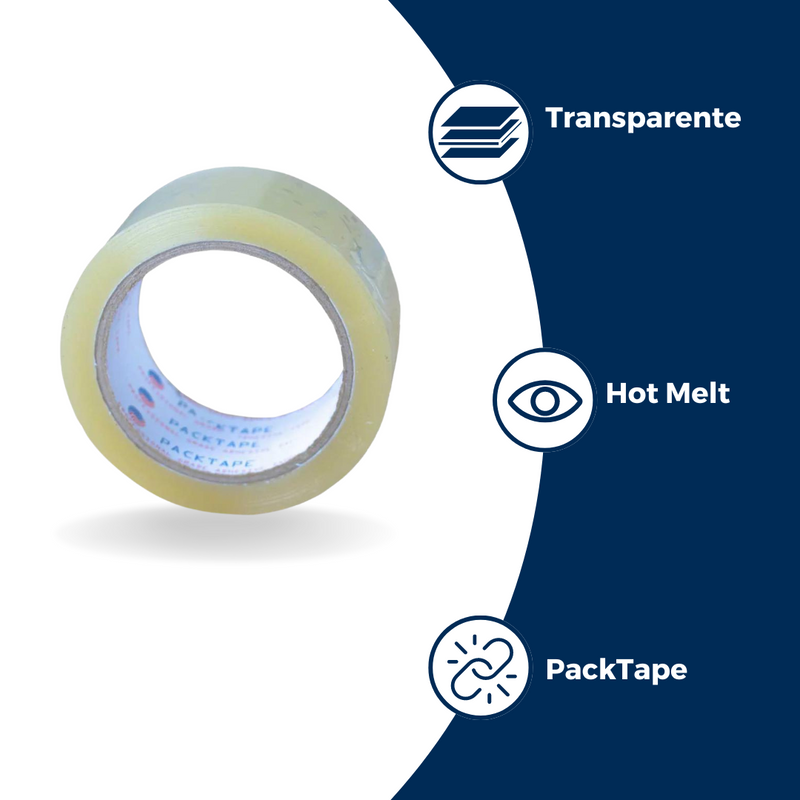 Cinta Adhesiva Hot Melt Transparente PackTape