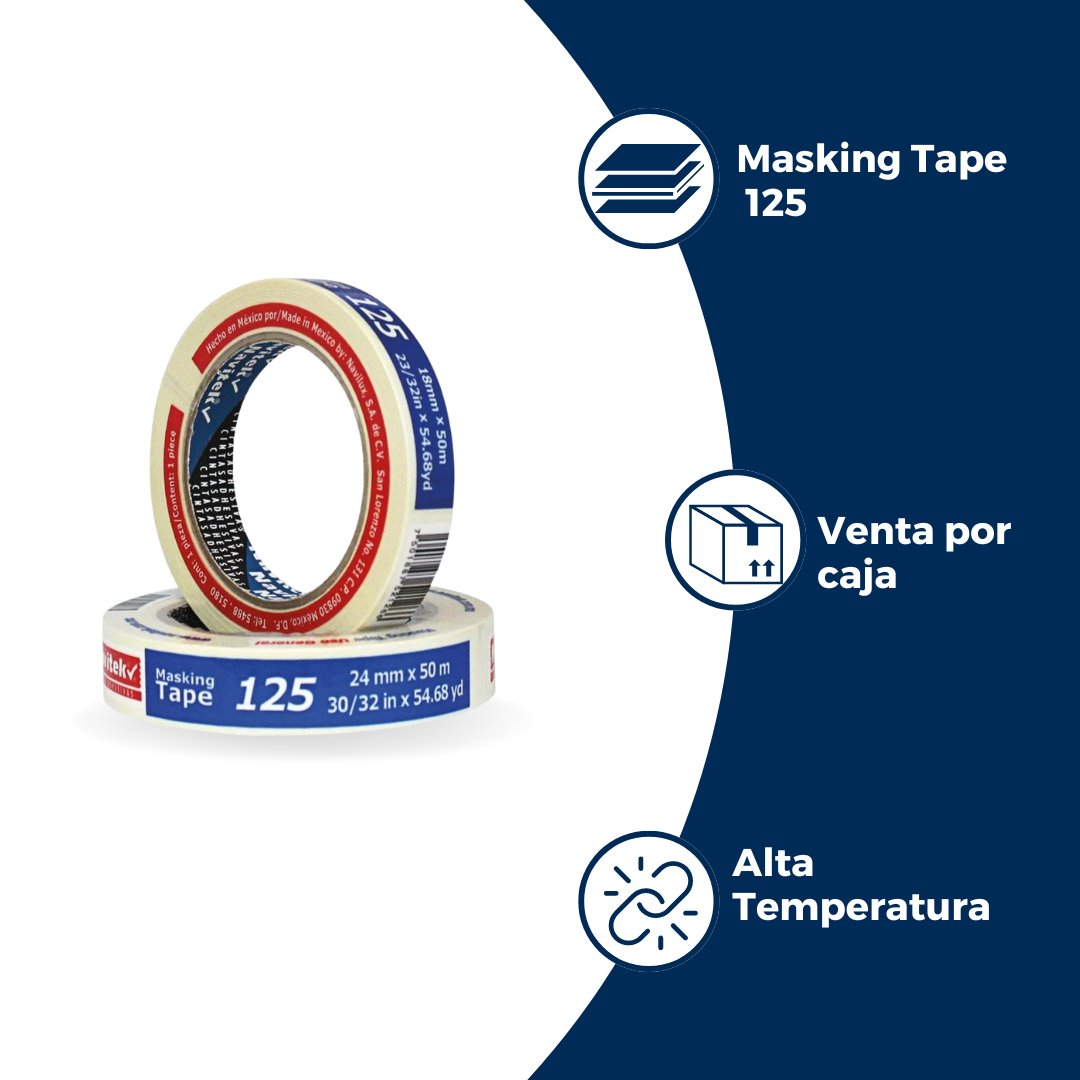 Cinta Adhesiva Masking Tape 125 Uso General Navitek